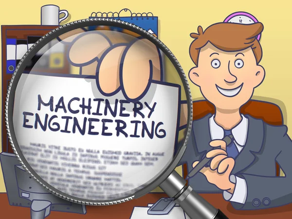 Ingeniería de maquinaria a través de lente. Concepto de Doodle . — Foto de Stock