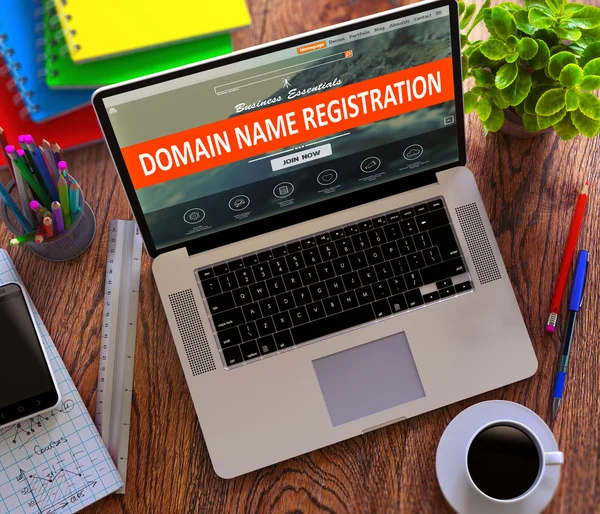Domainnamen-Registrierung. Online-Arbeitskonzept. — Stockfoto
