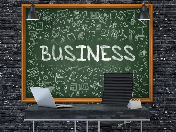 Biznes na Chalkboard w biurze. — Zdjęcie stockowe