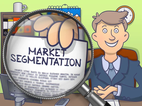 Market Segmentation through Magnifying Glass. Doodle Concept. — Stockfoto