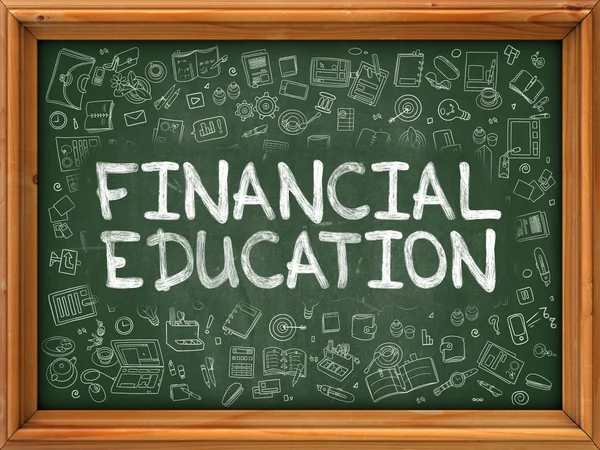 Financial Education - Hand Drawn on Green Chalkboard. — Stock Photo, Image