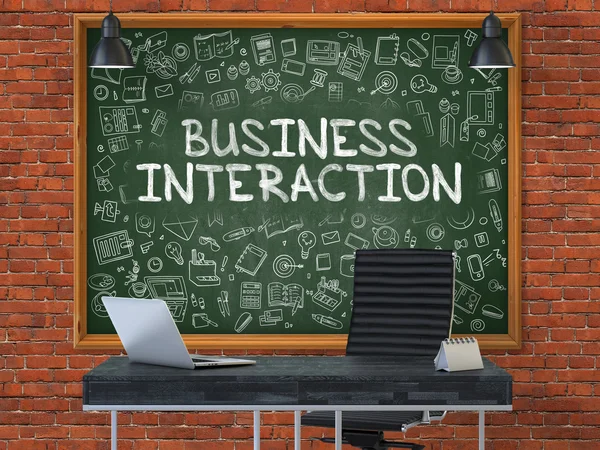 Business Interaction Concept. Doodle Icons on Chalkboard. — Stock Photo, Image