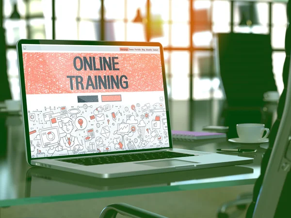 Online trainings concept op laptop scherm. — Stockfoto