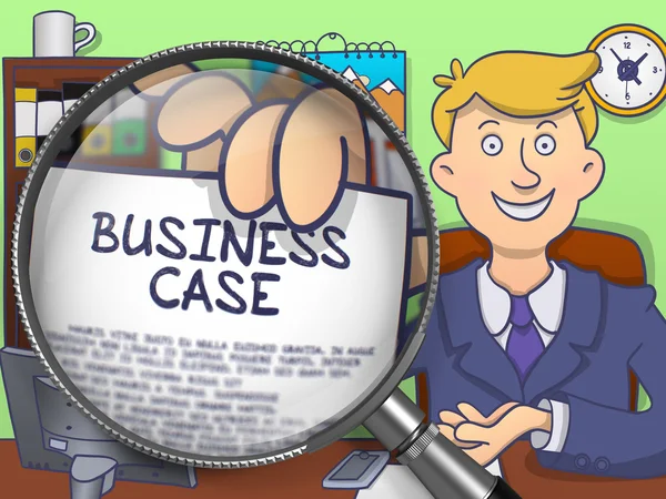 Business Case poprzez lupę. Styl Doodle. — Zdjęcie stockowe