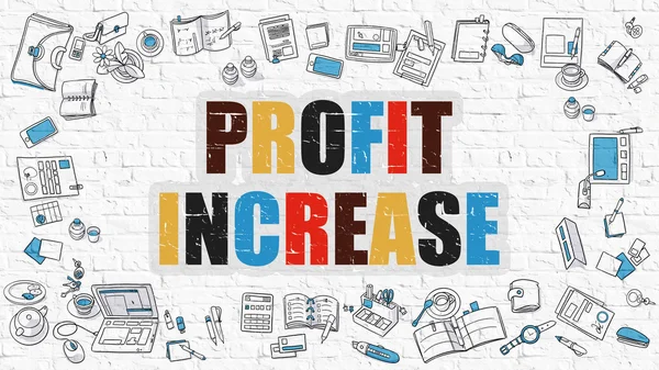 Multicolor Profit Increase on White Brickwall. Doodle Style. — Stock Photo, Image