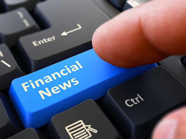 Financial News - Written on Blue Keyboard Key. — Stock Photo, Image