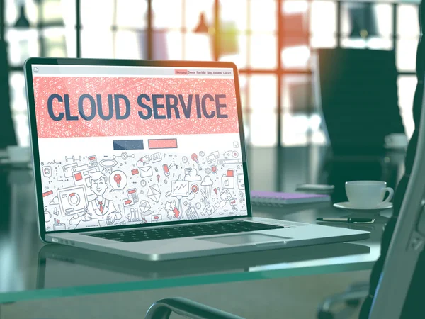 Pantalla para ordenador portátil con concepto de servicio en la nube . —  Fotos de Stock