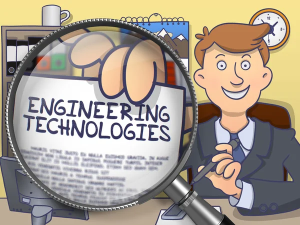 Engineering Technologies through Magnifier. Doodle Style. — Stock Photo, Image