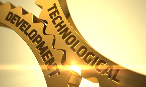 Technological Development on Golden Gears. — Stock Photo, Image