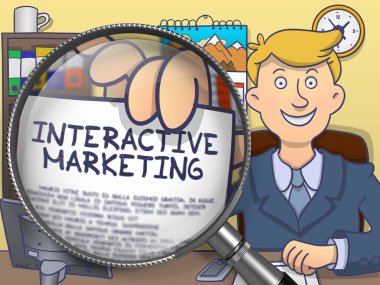 İnteraktif Pazarlama objektifinden. Doodle stili.