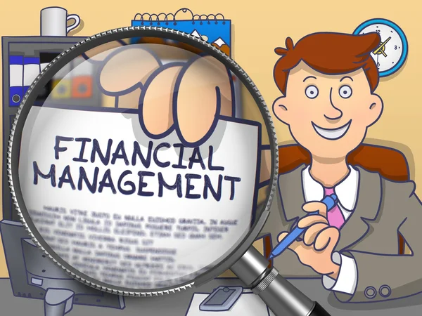 Finanzmanagement mit der Lupe. Doodle-Konzept. — Stockfoto