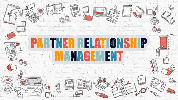 Partner Relationship Management Concept with Doodle Design Icons. — Stock Photo, Image