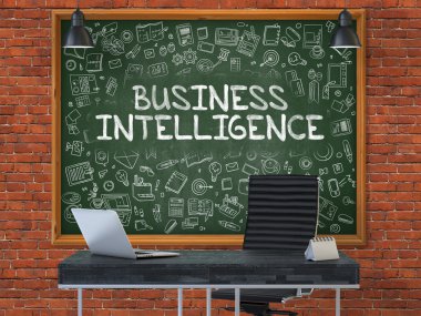 Ofis Chalkboard üzerinde El Çizilmiş İş Zekası.