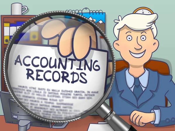 Accounting Records through Magnifying Glass. Doodle Design. — ストック写真