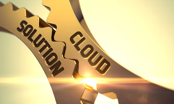 Cloud Solution on Golden Cog Gears. — Stock Photo, Image