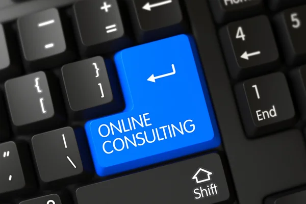 Tangentbord med blå knapp-online Consulting. — Stockfoto