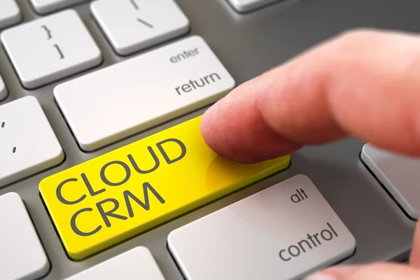 Cloud CRM - концепція тонкої алюмінієвої клавіатури . — стокове фото