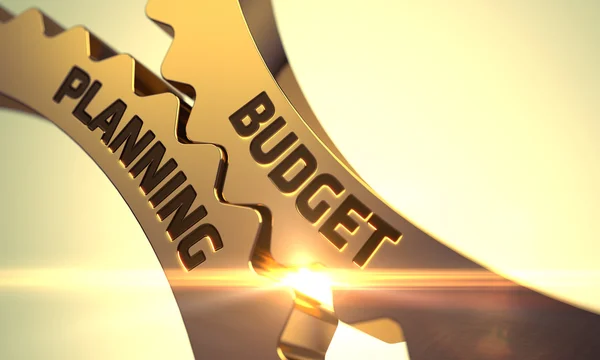 Planejamento orçamentário em engrenagens Golden Cog . — Fotografia de Stock