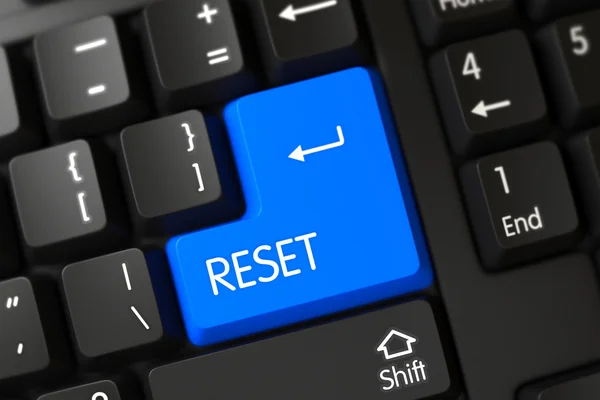 Modrá klávesa Reset na klávesnici. — Stock fotografie