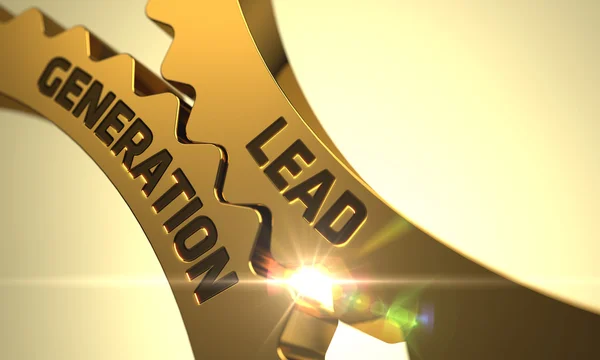 Lead Generation Concept. Golden Gears. — Stock Photo, Image