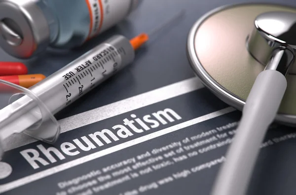 Rheumatism - Printed Diagnosis on Grey Background. — Stock Photo, Image