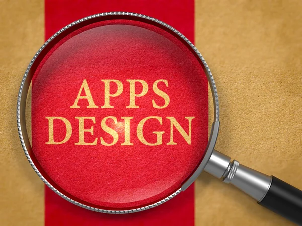 Apps Design Concept through Magnifier. — Stock Photo, Image