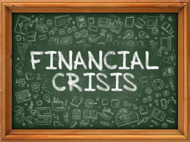El Çizilmiş Finansal Kriz ile Yeşil Chalkboard.