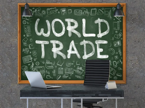 World Trade on Chalkboard in the Office. — Stock Photo, Image