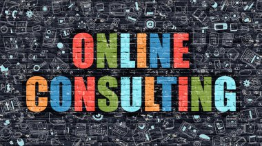 Doodle Tasarım Simgeleri ile Online Danışmanlık Kavramı.