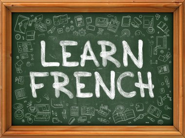 El Çizilmiş Yeşil Chalkboard Fransızca öğrenin.