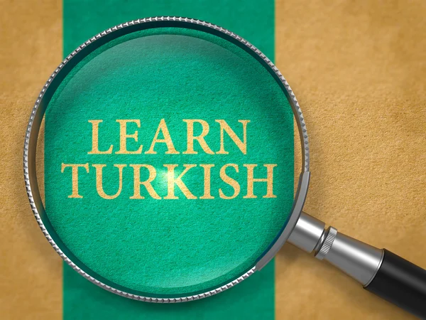 Learn Turkish through Loupe on Old Paper. — Stock Photo, Image