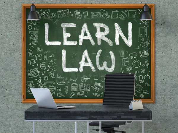 Ucz się prawa-ręcznie rysowane na zielonym Chalkboard. — Zdjęcie stockowe