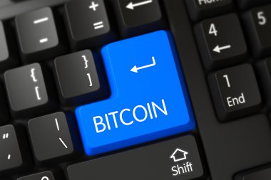 Bitcoin - Blue Keyboard Button.