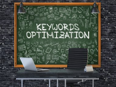 Anahtar Kelimeler Optimizasyon Kavramı ile Ofis Duvarında Chalkboard