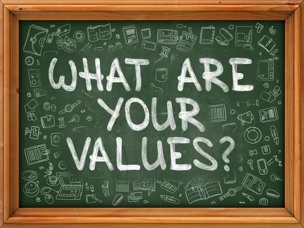 What are Your Values - Hand Drawn on Green Chalkboard. — Zdjęcie stockowe