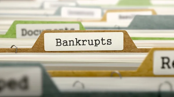 Folder plików oznaczony jako Bankrupts. — Zdjęcie stockowe