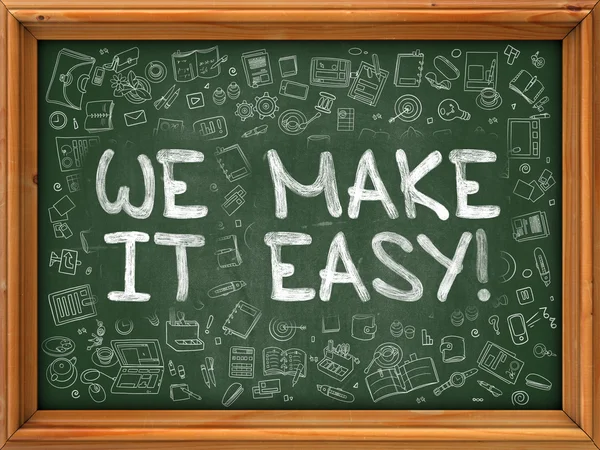 We Make it Easy - Hand Drawn on Green Chalkboard. — 图库照片
