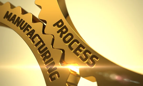 Process tillverknings koncept. Gyllene kugghjul. — Stockfoto