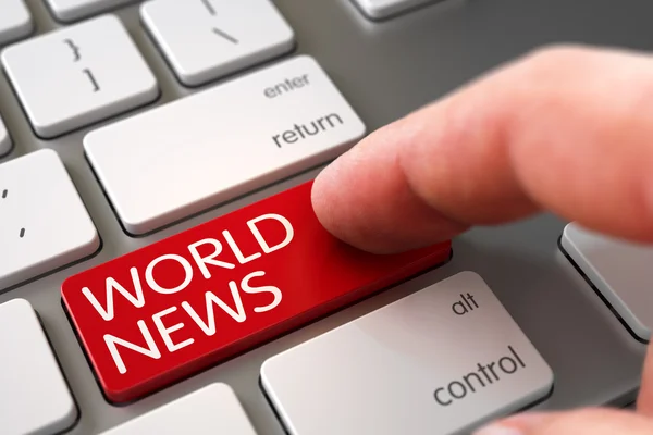 Hand finger press World News knappsats. — Stockfoto