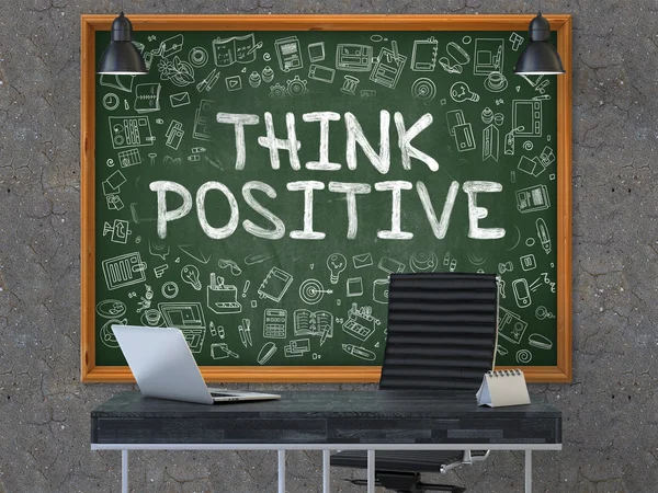 Chalkboard on the Office Wall with Think Positive Concept. — Stock Photo, Image