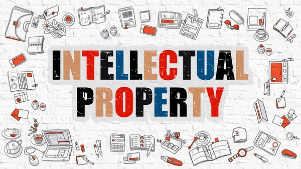 Intellectual Property Concept with Doodle Design Icons.
