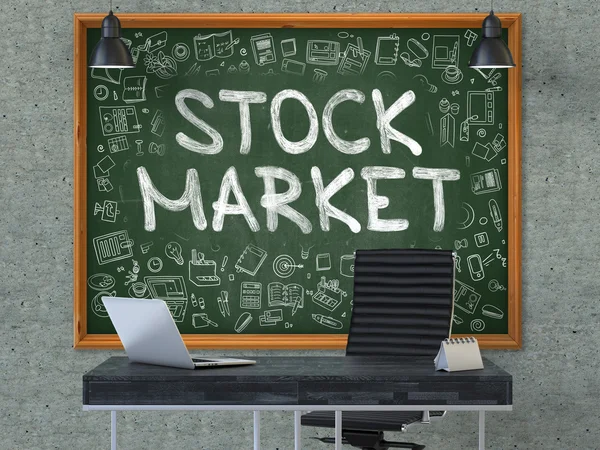 Chalkboard az Office Wall a Stock Market koncepció. — Stock Fotó