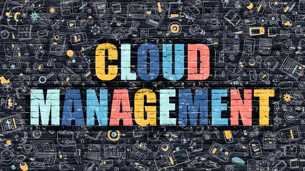Cloud Management in Multicolore. Design Doodle . — Foto Stock