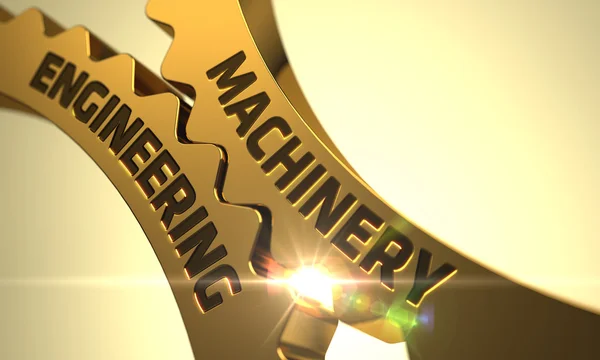 Machinery Engineering on Golden Metallic Cogwheels. — Stock Photo, Image