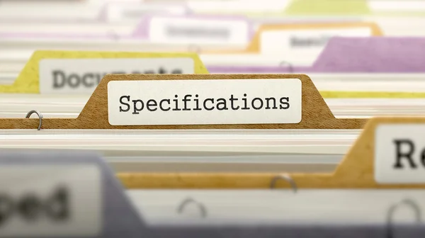 File Folder Labeled as Specifications. — Stock Photo, Image