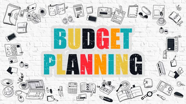 Multicolor Budget Planning on White Brickwall. Doodle Style. — Stock Photo, Image