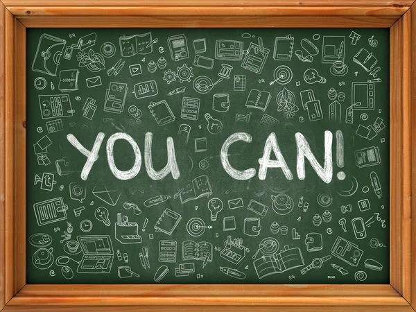 You Can - Hand Drawn on Green Chalkboard. — Stockfoto