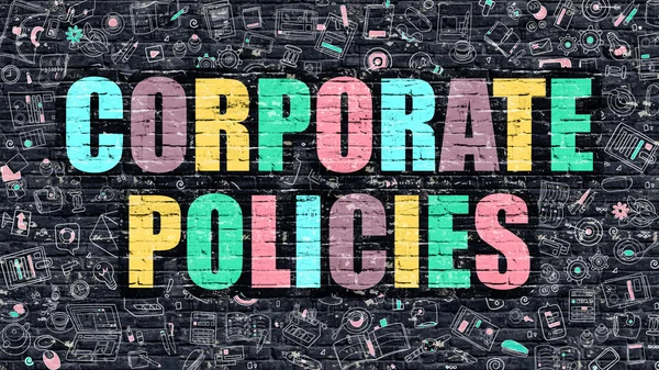 Multicolor Corporate Policies on Dark Brickwall. Style de caniche . — Photo