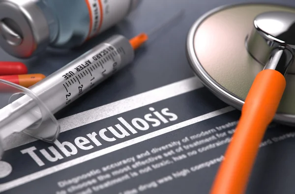 Tuberculosis - Diagnosis Cetak di Latar Belakang Abu-abu . — Stok Foto