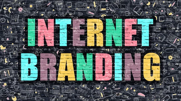 Internet branding koncepció a Doodle design ikonok. — Stock Fotó